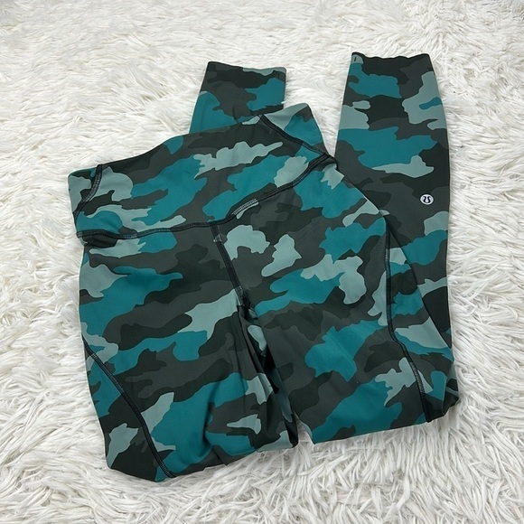 Lululemon Base Pace High-Rise Running Tight 25" Heritage 365 Camo Tidewater Teal - Picture 1 of 6
